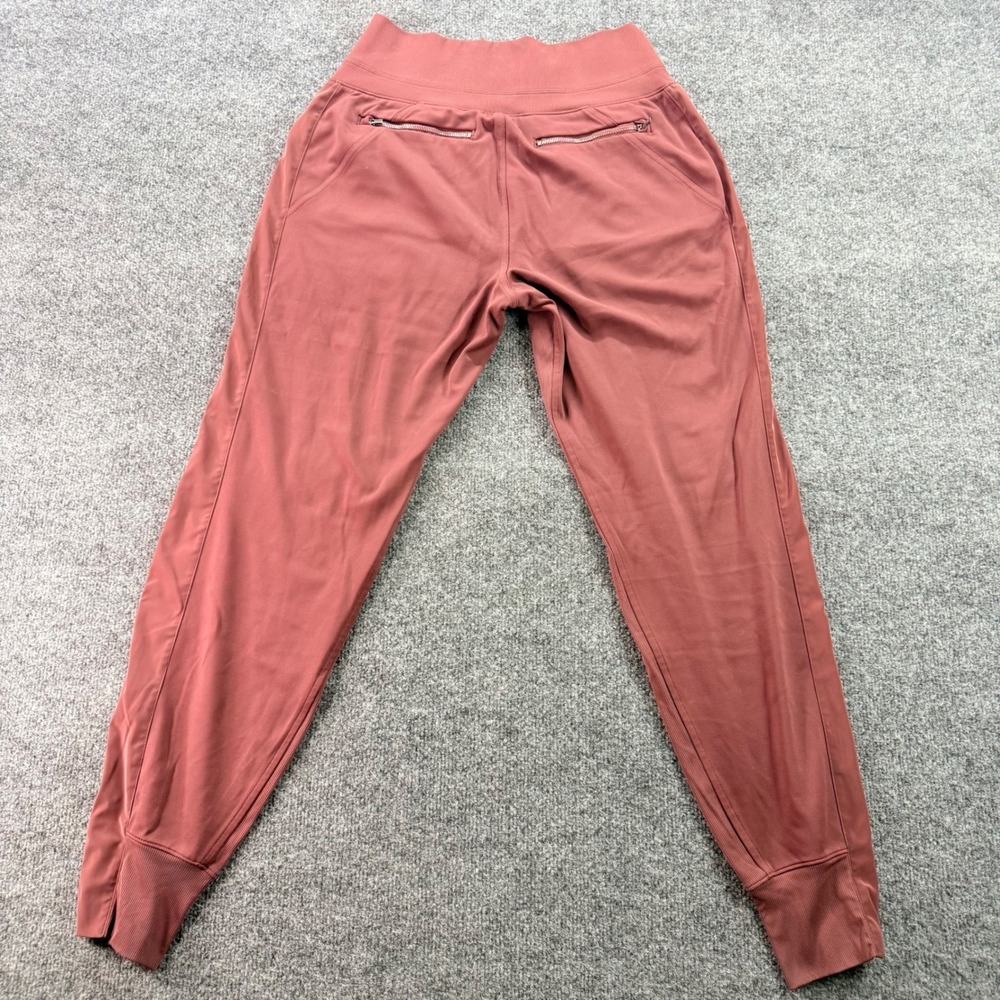 Athleta Venice Velvet Stripe Jogger Pants High Rise Pockets Tall Medium Burgundy